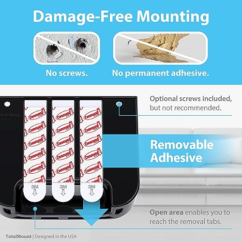 TotalMount Hole-Free Remote Holder – Eliminates Need to Drill Holes in Your Wall (for 2 or 3 Remote Controls – Black – Quantity 1) - color: Black