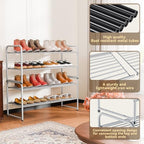 SUFAUY 2-Tier 33" Wide Shoe Rack, Closet Metal Wire, Stackable, Gray - color: Grey, size: 2 Tier