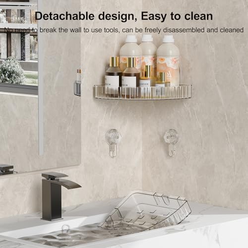 Shower Caddy Suction Cup Corner Bathroom Shower Organizer for Bathroom Storage & Home Decor Kitchen No Drilling Large Capacity Removable and Reusable Shower Shelves for Inside Shower (corner,Clear) - color: Clear, size: Corner
