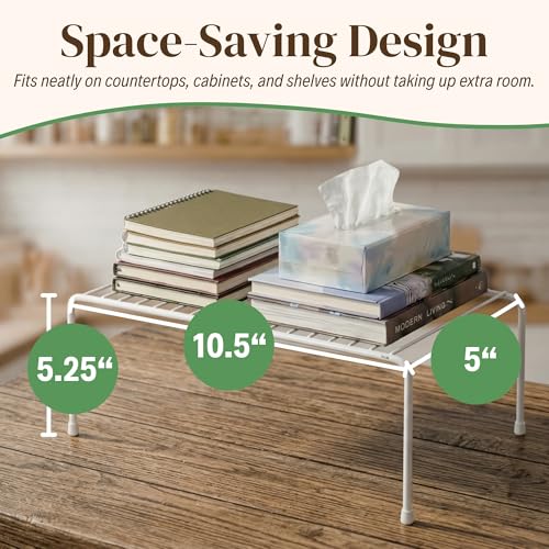 Evelots Kitchen Cabinet Wire Shelf Organizer/Rack - 6 Pack Sturdy Metal Shelf Risers - Double Your Counter Space - Great for Kitchen, Freezer, Pantry and Bathroom - Rustproof - White - color: White - Regular, size: Set of 6