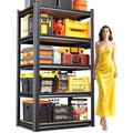 Garage Shelving Heavy Duty 5-Tier Storage Shelves, Adjustable Shelving Unit, Utility Garage Organizer Shelf for Basement, Pantry, Kitchen, Warehouse,Supermarket, 12" Dx28 Wx71.2 H, Black - size: 5-Wood-12"Dx28"Wx71.2"H