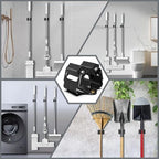 Mop and Broom Holder Big Size Hanging 1KG Extra, 8 Pack, Wall Mount for Organizing Mop Broom in Garden, Laundry Room, Cleaning, Bathroom, Kitchen, Garage (Black)