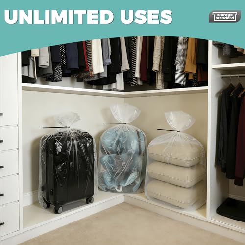 Storage Standard Large Clear Plastic Bags for Storage 6-Pack - Waterproof Extra Large Plastic Bags with Zip Ties, Heavy-Duty Cover for Pillows, Comforters, Chair Cushions & Textiles - 36 x 50 Inches - size: 36'' x 50’'