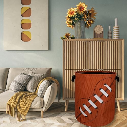 Football Laundry Basket Foldable With Handles American Ball Tote Bag Oxford Cloth Funny Laundry Hamper Clothes Storage Bucket Toy Organizer For Bathroom/Laundry/Bedroom 18.9" x 16.5 " - color: Football American Balls Printed