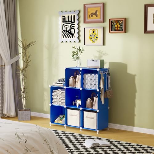 AWTATOS Cube Storage Organizer, 8 Cube Closet Organizers and Storage Shelves, DIY Stackable Bookshelf for Bedroom, Home, Admiral Blue - color: Dark Blue, size: 4x2