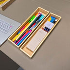 guiogc Silverware Drawer Organizer, Utensil Organizer, Bamboo Storage Box Wood Tray for Drawer Set of 2 - size: 11.6" x 3.15" x 1.8"