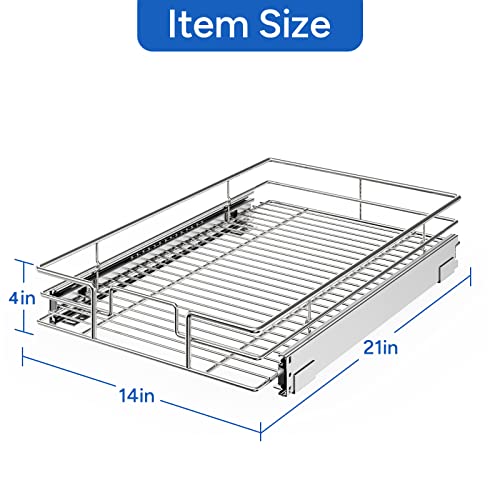 ROOMTEC Pull Out Cabinet Organizer, Cabinet Pull Out Shelves 14" W x 21" D, Heavy Duty Cabinet Drawers Slide Out Kitchen Cabinet Organizers Storage Shelf - color: 1 Tier, size: 14"W x 21"D