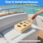 BBTO Pontoon Cup Holder, Boat Seat Cup Holder Sofa Organizer with Side Pockets Anti-Slip PU Leather Portable Three Drink Beverage Holders for Pontoon Boat Sofa Rv Couch Car Back Seat