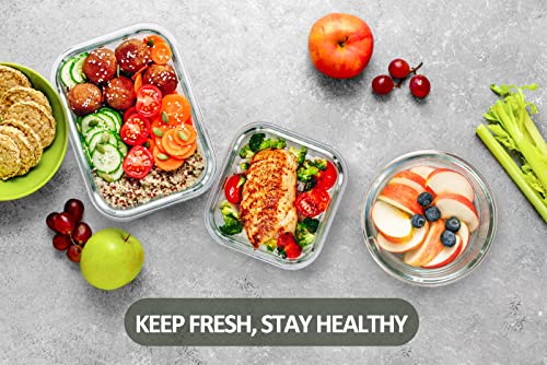 M MCIRCO 24-Piece Glass Food Storage Containers with Locking Lids,Glass Meal Prep Containers Set - Airtight Lunch Containers, Microwave, Oven, Freezer and Dishwasher, Red - color: Red