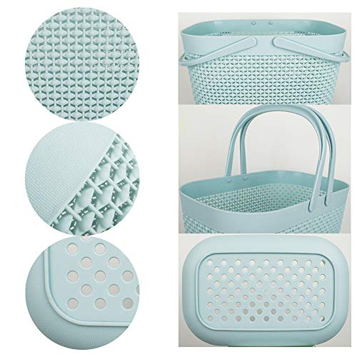 UUJOLY Plastic Organizer Storage Baskets with Handles, Shower Caddy Bins Organizer for Bathroom and kitchen (Blue) - color: Green, size: 1 Pack