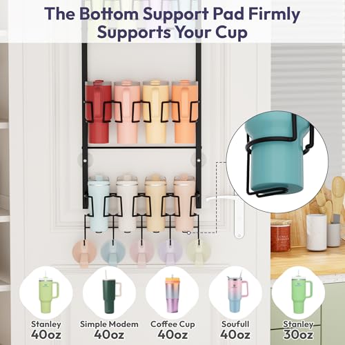 SWTYMIKI 3-Tier Water Bottle Organizer - Over the Door Stanley Cup Holder - Cup Rack with Hooks for Door or Wall Mount Option- Tumbler Organizer Storage Display for Kitchen Dorm Office RV, Black - color: Black, size: 3-Tier