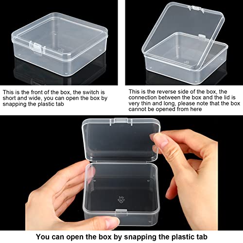 SATINIOR 100 Pcs Clear Plastic Beads Storage Containers Box Small Clear Boxes with Hinged Lid Plastic Case Mini Square Arts Crafts Storage Organizers for Small Items(3.3 x 3.3 x 1.1 Inch) - size: 3.3 X 3.3 X 1.1 Inch