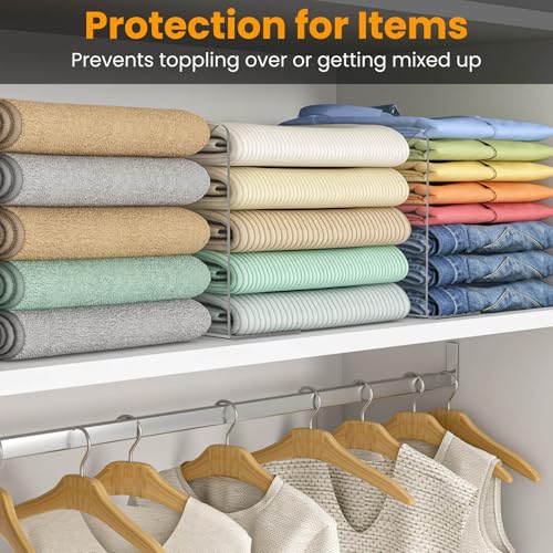 OKPOW Shelf Dividers for Closet Organization: 10" Tall X 12" Deep, Acrylic Clear Separators for Clothes, Vertical Shelf Dividers, Storage for Sweater Purse Handbag Shirts, 8 Pack - color: 8 Pack, size: 10" Tall X 12" Deep
