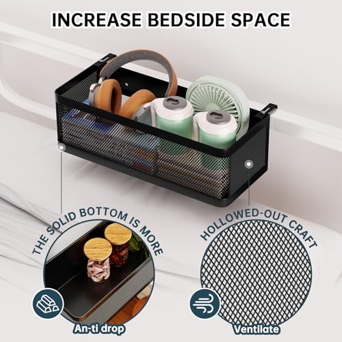Bedside Caddy Shelf for Bunk Bed & Dorm, Adjustable Bunk Bed Caddy Holder for Top Bunk, Rails, Cribs, Bedside Shelf Organizer for Phone/Books/Drinks (White, L(L11in*W4.9in*H3.93in)) - color: White
