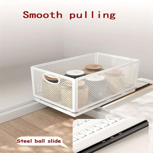 Pull out Cabinet Organizer with Sliding Drawer, 1 Pack Under Sink Organizers and Storage Rack, Adhesive Nano Film Heavy Duty Slide out Pantry Shelves for Kitchen,Sink, 9.6"W x11.8"D x 8.4"H - size: 9.6"W x11.8"D x 8.4"H