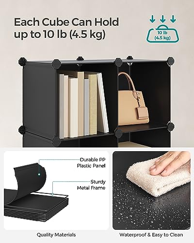 SONGMICS Cube Storage Organizer, 12-Cube Closet Storage Shelves, Modular Bookcase, Black ULPC34HV1 - color: Black, size: 12 Cubes, style: with doors
