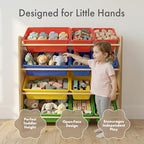 Humble Crew, Natural/Primary Kids' Toy Storage Organizer with 12 Plastic Bins, 34*35*15.5inch - color: Natural/Primary