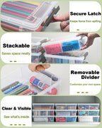 12 Pack Extra Large Pencil Box with Removable Divider, Thickened Pencil Case Bulk, Clear Crayon Marker Organizer Stackable Plastic Small Storage Containers for Pen Craft School Supplies(Grey) - size: Grey-12 Pack