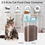 2.5-5LBS Upgraded Large Nozzle Cat Dog Food Storage Container BPA-Free, Airtight Pet Food Storage Bin with 4 Lock Buckles, Sealing Gasket, Cup for Pet Food, Dog Treats, Rice, Flour, Dry-Blue