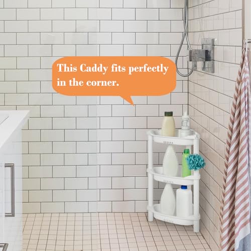 ELYKEN 3 Tier Shower Caddy Organizer Shelf Corner, 14.4 x 11.2 x 22.4 Inches, Rustproof, Plastic Shower Rack Stands for Inside Bathroom, Bathtub, White - color: White, size: 3-Tier