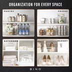 BINO | Plastic Storage Bins, Square - 3 Pack | THE LUCID COLLECTION | Multi-Use Bins | Built-In Handles | BPA-Free | Clear Containers | Fridge Organizer | Pantry & Home Organization - size: 3PK - SQUARE