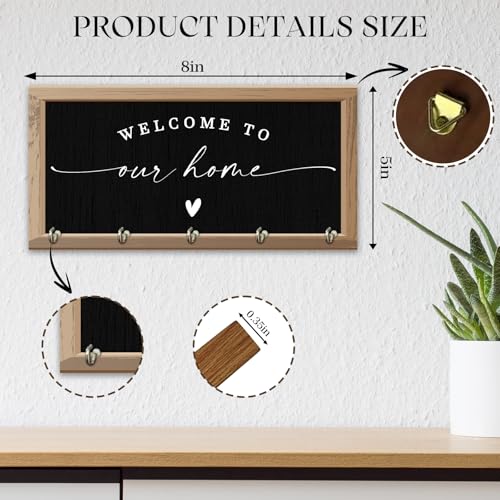 Welcome to Me Home Wooden Key Holder - Wall Mounted Key Holder Rack Organizer Hanger with 5 Hooks for Wall Express Love Art Decor for Entryway Front Door Hallway Office(5 x 8 inch) - A04 - color: Welcome To Me Home