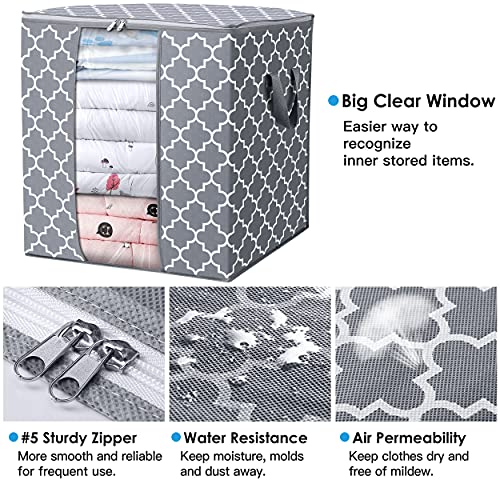 WISELIFE Storage Bags 2 Pack/100L Large Blanket Clothes Organization and Storage Containers for Comforters,Bedding, Foldable Organizer with Reinforced Handle, Clear Window, Sturdy Zippers,Light Gray - color: Light Grey, size: 2x 100L