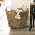 Household Essentials Brown Wicker Storage Basket with Handles Large | Natural Seagrass - color: Natural Seagrass