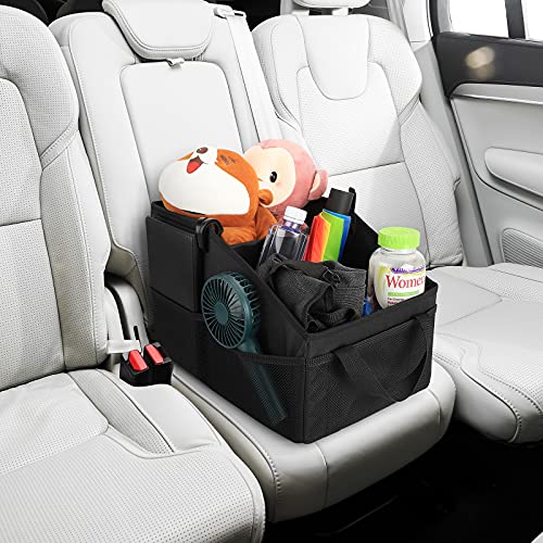 Car Organizer - Automotive Organizer for Front And Back Seat or Floor, Car Caddy Organizer with Divide, Handles and Multiple Mesh Pockets