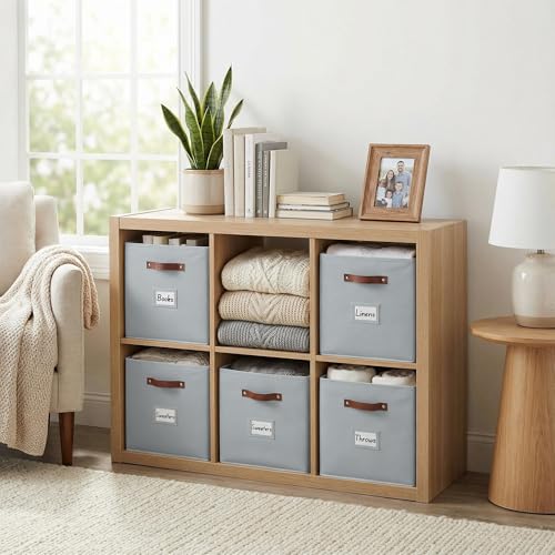 DECOMOMO Storage Cubes, 13x13x13 Storage Cube Bins with Labels, Fabric Organizer Bins (13" / 6pcs, Grey) - color: Grey, size: Cube 13" / 6pcs