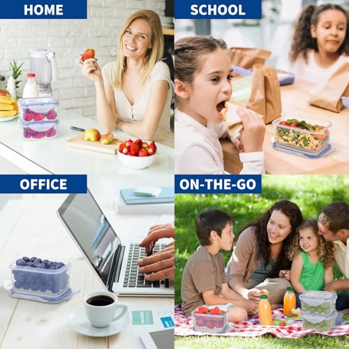 KIGI Food Storage Containers with Airtight Lids, Leak-Proof & Stackable, 4-Sided Locking lids, Ideal for Meal Prep, Snack, Fruit, Lunch & Leftovers, BPA-Free Plastic (2.48 Cup, 8-Piece) - size: 2.48 cup (8-Piece)
