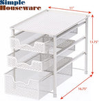 Simple Houseware 3 Tier White Alloy Steel Sliding Basket Organizer Drawer Cabinet - color: White, size: 3-Tier