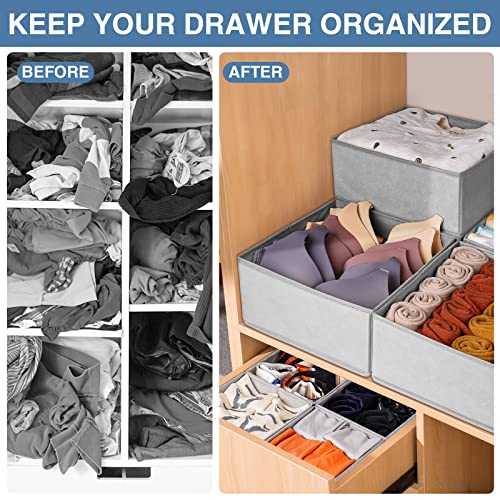 Criusia Drawer Organizer Clothes 12 Pack, Dresser Organizer for Nursery Bedroom Closet Organization and Storage - Baby Clothes Organizer Bins - Drawer Divider for Sock Underwear Bra Ties (Grey) - color: Grey, size: 12 Pack