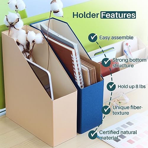 Magazine Holder - File Holder and Desk Organizer, Paperboard Book Organizer and Storage Box for Documents, Magazine Holder Rack for Classroom, Home, and Office (Latte Brown, 2-Pack) - color: Latte, 2-Pack