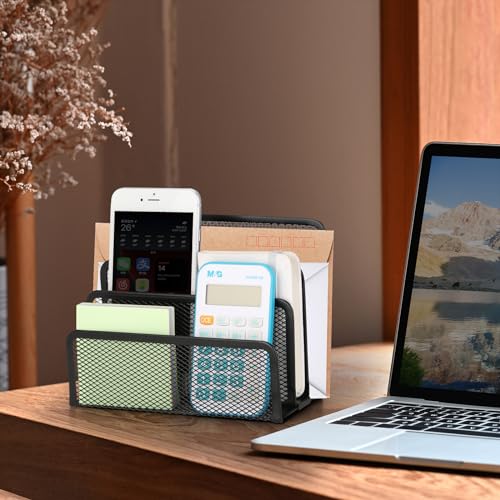 2 Pieces Desk Mail Organizer, Metal Mesh Small File Holders Letter Organizer, Bill/Document/Filing/Folders/Paper Organizer for Desktop (BLACK-2PCS) - color: BLACK-2PCS