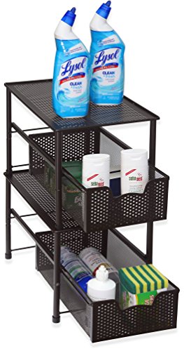 Simple Houseware Stackable Under Sink Cabinet Sliding Basket Organizer Drawer, Bronze - color: Bronze