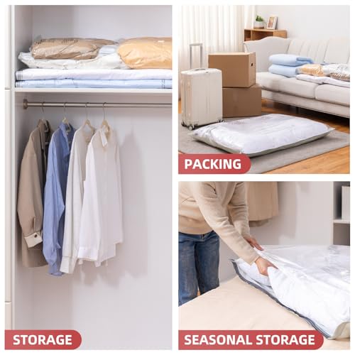 TAILI 4 Pack Vacuum Storage Bags, XXL Jumbo (47x39 Inch), Vacuum Sealed Bags for Comforter and Blankets, Bedding, Clothing, Giant Space Saver Bags for Huge Stuffed Toy - size: 4 XXL