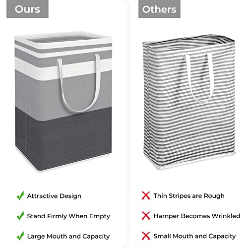HomeHacks 2 Pack Large Laundry Baskets, Waterproof, Freestanding Laundry Hampers, Collapsible Clothes Hamper with Reinforced Handles in Laundry Room, College Dorm, Bathroom, Bedroom (Grey, 75Lx2) - color: Grey, size: 75L