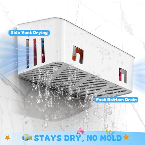 Lysam Bath Toy Storage 2 Packs, Large Bath Toy Holder with 3 Compartment, Quick Dry Bathtub Toy Organizer, Bath Tub Toy Net, Shower Toy Basket & Bin, Bathroom Accessories for Baby,Toddler,Kids（White） - color: White & 2 Packs