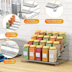 RCHYFEED Spice Rack Organizer for Cabinet, 4 Tier Spice Rack, Depth Adjustable Spice Organization for Cabinet Easy Visibility, Tiered Adjustable Spice Shelf for Kitchen Countertop Pantry Cupboard