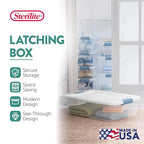 Sterilite 6-Pack Latching Box, Under Bed Storage Bins with Lids, Clear Plastic, 32 Quart - Heavy-Duty Organizing Containers for Closet, Bathroom, and Office - size: 32 Quart, style: 6 Pack