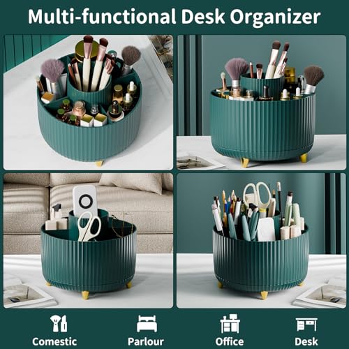 fanado 360° Rotate Makeup Brush Holder Organizer, Makeup Organizers Countertop, Makeup organization and Skincare Storage for Vanity, Desktop, Bathroom (Green) - color: Green