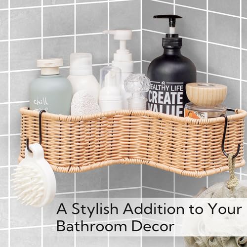 GRANNY SAYS Corner Shower Caddy, 2 Pack Rustproof Corner Shelves, Wicker Shower Organizers and Storage, Inside Shower Shelf for Home Decor - color: Natural, size: Corner