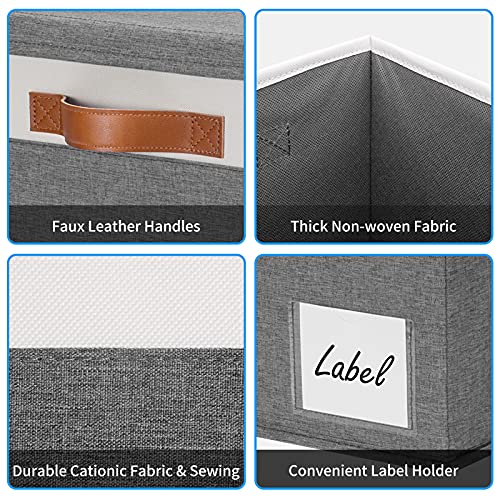 GhvyenntteS Extra Large Storage Bins with Lids, Foldable Fabric Storage Boxes with Lids and Handles, Storage Baskets with Lid and Label for Home Office (3 Pack, Grey, 15.75" x 11.8" x 10.2") - color: Grey with White, size: Extra Large-3 Pack