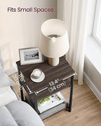 VASAGLE Side Table, Small End Table, Tall Nightstand for Living Room, Bedroom, Office, Bathroom, Chestnut Brown and Classic Black ULET273B74 - color: Chestnut Brown + Classic Black
