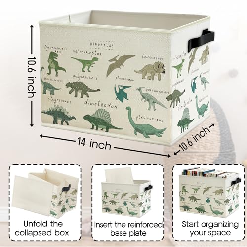 Dinosaur Storage Bins Box with Handles, Dinosaur Nursery Decor, Species of Dino Collapsible Basket Organizer for Boys Playroom Bedroom Bathroom Toys Books Clothes - color: Color10