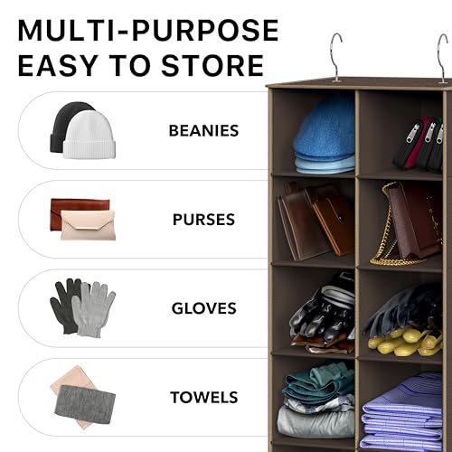 Simple Houseware 20 Section Shelves Hanging Shoes Organizer Holder for Closet, Brown - color: Brown