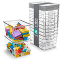 Sorbus Large Clear Plastic Bins with Lids – Stackable Organizer for Toys, Clothes, Medicine, Makeup, Closet, Art Supplies, Bathroom, Shoes – 8 Pack - size: Large, style: 8 Pack