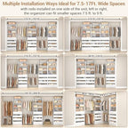 Aheaplus Closet System with 12 Drawers, 8.5-11.5Ft Wood Closet Organizer System with 4 Hanging Rods & 3 Towers, 4Ft & 6Ft L-Shaped Walk-in Closets Wardrobe Organizer Clothes Rack, Set of 3, White1 - color: White