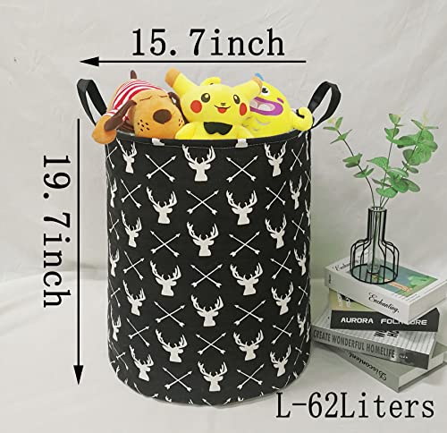 KUNRO Kids Laundry Hamper Clothes Gift Basket Storage Laundry Baskets Organizer Bin with Handles for Nursery Room (Deer) - color: Deer